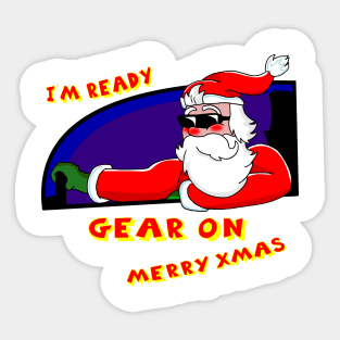 Santa Claus Driving Cool Christmas Cartoon Sticker